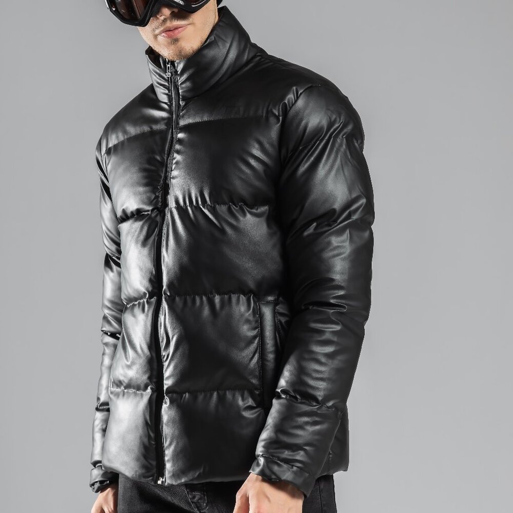 JAGLION Rayyen Leather Puffer Jacket for Men